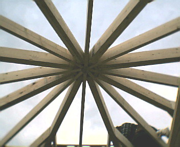 underside of octogonal gazebo roof frame in charleston